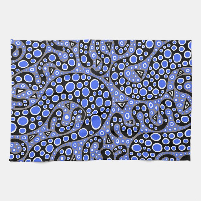 Elektrische blaue Squiggles Handtuch (Horizontal)