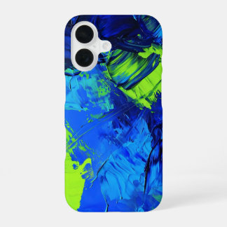 Elektrische blaue und grüne Schlaganfälle _ iPhone 16 Hülle