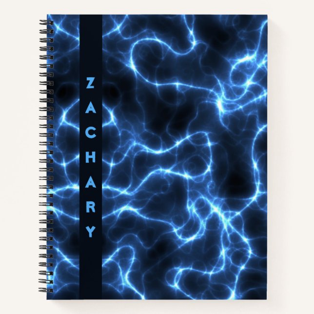 Elektrische Blauwellen | Personalisierte Spirale Notizbuch (Vorderseite)