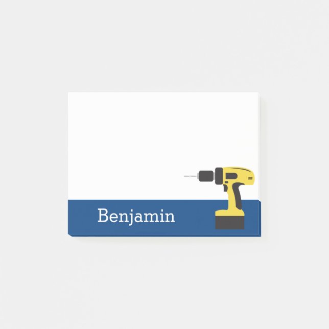 Elektrische Bohrung mit Individuelle Name - Gelb u Post-it Klebezettel (Vorderseite)