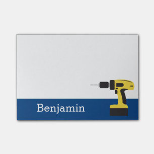 Elektrische Bohrung mit Individuelle Name - Gelb u Post-it Klebezettel