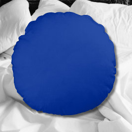 Elektrische Cobalt-Festfarbe | Klassisches Elegant Rundes Kissen