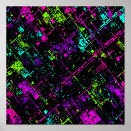 Elektrische Cyberpunk-Textur: Nahtloses Neon-Signa Poster