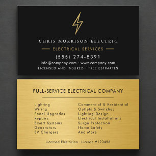 Elektrische Dienstleistungen Elektriker Gold Metal Visitenkarte