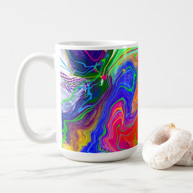 Elektrische Diskotheken Marble Fluid Art Kaffeetasse (Mit Donut)