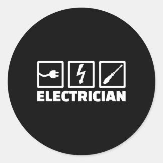 Elektrische Elektriker Schwarz Klein Runder Aufkleber