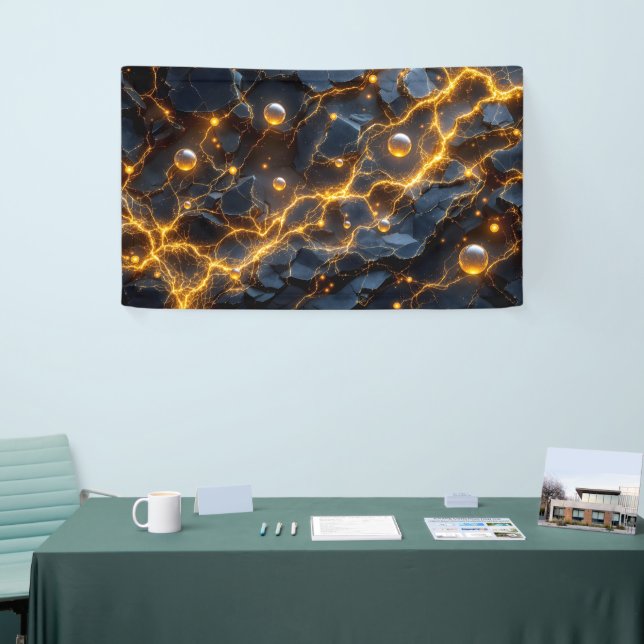 Elektrische Energie Abstrakt mit goldenem Blitz Banner (Messeveranstaltung)