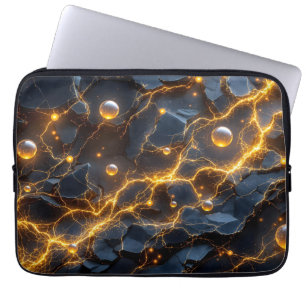 Elektrische Energie Abstrakt mit goldenem Blitz Laptopschutzhülle