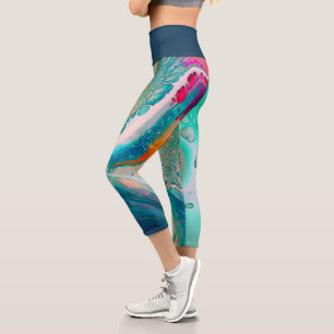 Elektrische Farbgezeiten-Marmor Capri Leggings