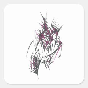 Elektrische Farbige Abstrakte Stammes-Tattoo-Kunst Quadratischer Aufkleber