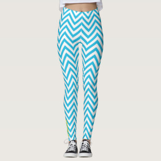 Elektrische Flut: Blau-weiße Chevron-Leggings Leggings