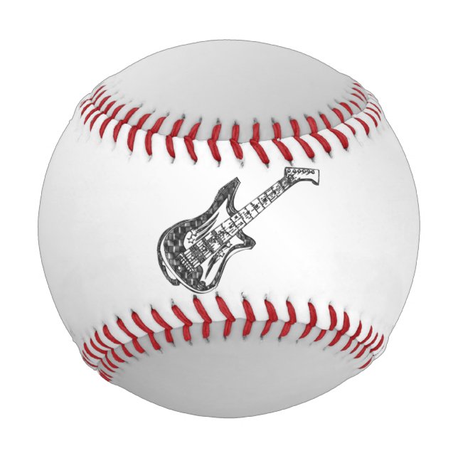 Elektrische Gitarre auf Silber Baseball (Vorderseite)