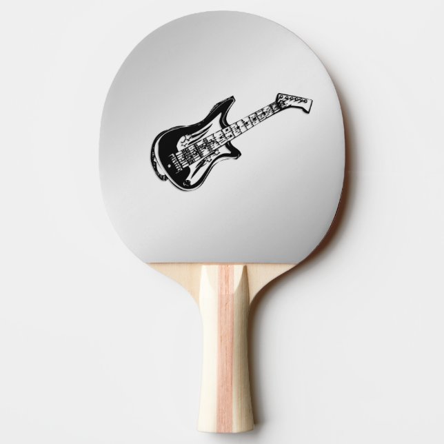 Elektrische Gitarre auf Silber Tischtennis Schläger (Rückseite)