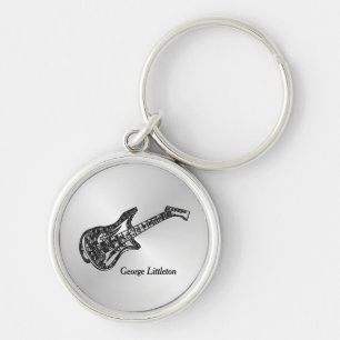 Elektrische Gitarre auf Silver Personal Schlüsselanhänger