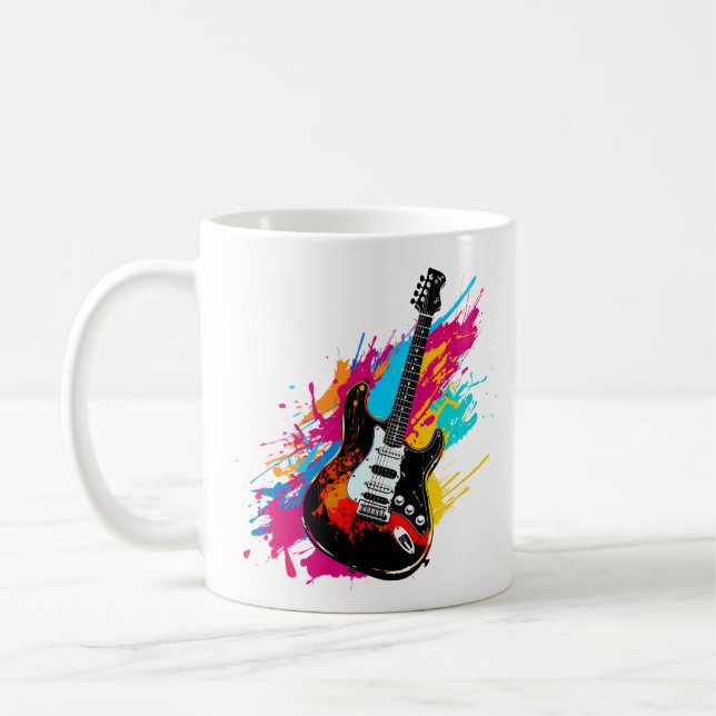 Elektrische Gitarre der 90er Jahre im kühlen Stil Kaffeetasse (Links)