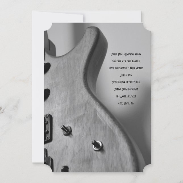 Elektrische Gitarre Elegante Hochzeit Einladung (Vorderseite)