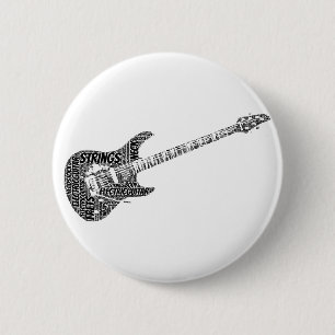 Elektrische Gitarre gestaltete Word Art Black Text Button