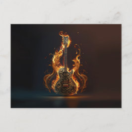 Elektrische Gitarre in Brand Postkarte