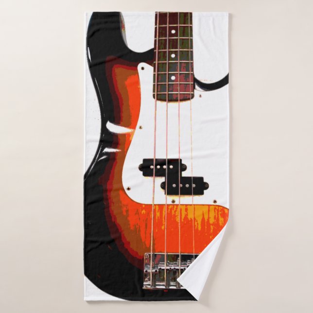 Elektrische Gitarre in Schwarz Badehandtuch (Badehandtuch)