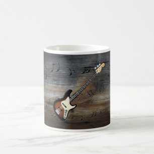 Elektrische Gitarre~Musical Scale ~Barnwood Hinter Kaffeetasse