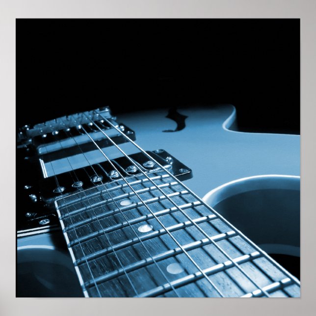Elektrische Gitarre Nah hoch - blau Poster (Vorne)