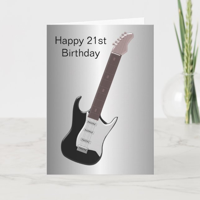 Elektrische Gitarre Personalisiert 21. Geburtstag Karte (Vorderseite)