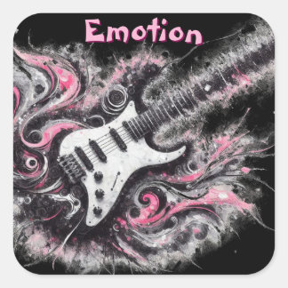 Elektrische Gitarre Pink Black Music Art Gitarren Quadratischer Aufkleber