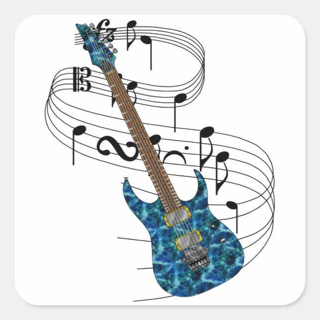 Elektrische Gitarre Quadratischer Aufkleber (Vorderseite)