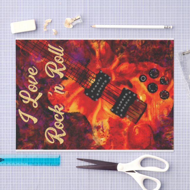 Elektrische Gitarre Red Black Rock'n'Roll Decoupag Seidenpapier (Handwerk)