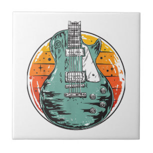 Elektrische Gitarre Retro Vintage Musikband Gu Fliese