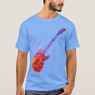 Elektrische Gitarre-Silhouette mit flammendem Hint T-Shirt