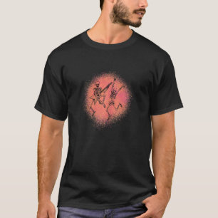 Elektrische Gitarre tanzende Skelette Halloween T-Shirt