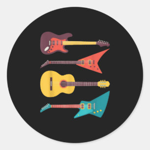 Elektrische Gitarre und akustische Gitarrenmusikge Runder Aufkleber