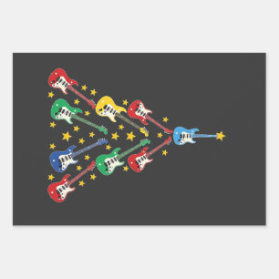 Elektrische Gitarre Weihnachtsbaum Musikliebhaber  Geschenkpapier Set