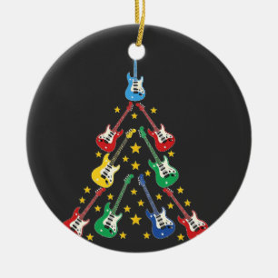 Elektrische Gitarre Weihnachtsbaum Musikliebhaber Keramik Ornament