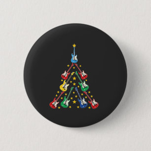 Elektrische Gitarre Weihnachtsbaummusik Liebhaber Button