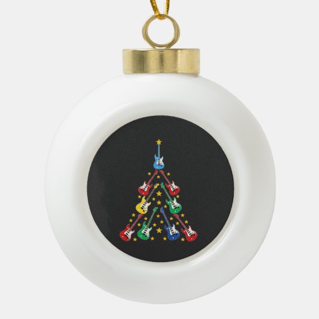 Elektrische Gitarre Weihnachtsbaummusik Liebhaber Keramik Kugel-Ornament (Vorderseite)