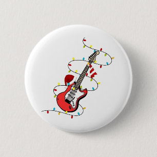 Elektrische Gitarre Weihnachtsmann Musik Weihnacht Button