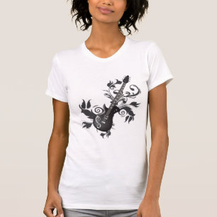 Elektrische Gitarre, Wirbel und Abstrakte Blätter T-Shirt