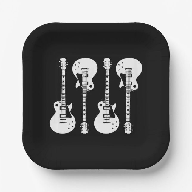 Elektrische Gitarren Graphic in White Pappteller (Vorderseite)
