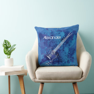 Elektrische Gitarren-Kontur-blaue Farbe Splats Kissen