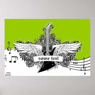 Elektrische Gitarrenflügel Schwarz-weiß Limon druc Poster