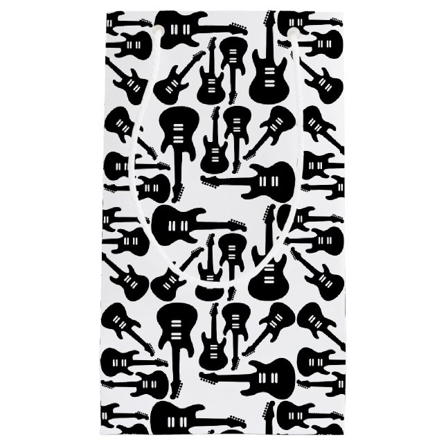 Elektrische Gitarrenmuster-Musik als CUSTOM-FARBE Kleine Geschenktüte (Vorderseite)