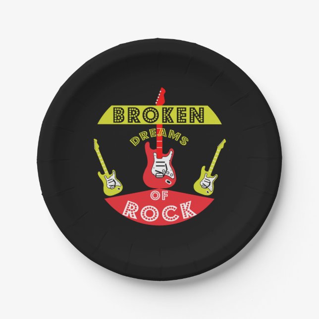 Elektrische Gitarrenrockträume | Rock | Musikbad b Pappteller (Vorderseite)