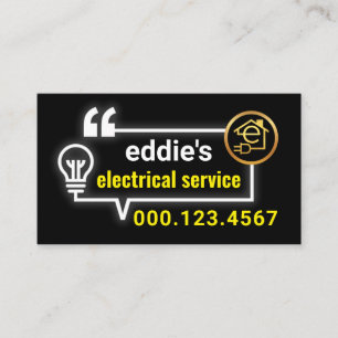 Elektrische Glühbirnenschaltung Sprechblase Visitenkarte