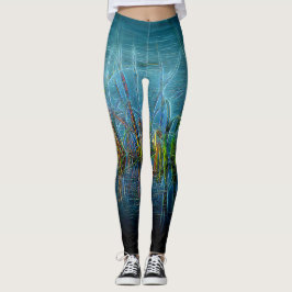 Elektrische GrasLeggings in Aquamarin grünen Leggings