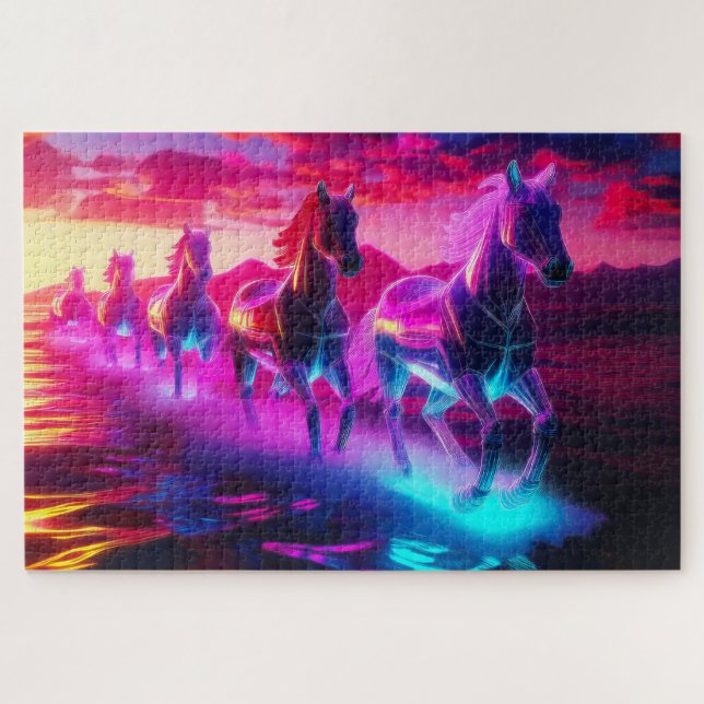 Elektrische Herde - Synthwave Pferde (Horizontal)