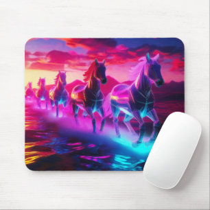 Elektrische Herde - Synthwave Pferde Mousepad