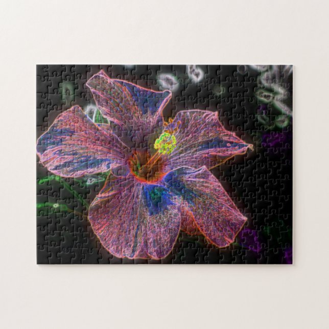 Elektrische Hibisken Blume Abstrakt Art (Horizontal)