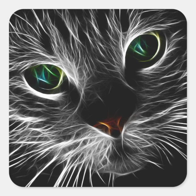 elektrische Katzenaufkleber Quadratischer Aufkleber (Vorderseite)